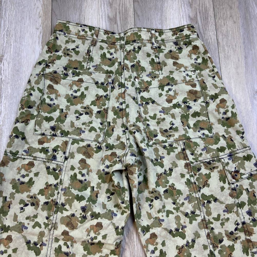 Anthropologie Floral Camo Cargo Pants Women 2 Beige Green Barrel Balloon Utility - Picture 8 of 11